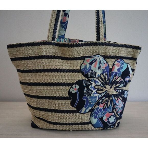 Vera Bradley Lotus Flower Swirl Print Seashore Beach Bag w/Zip Around Bottom - Picture 4 of 10